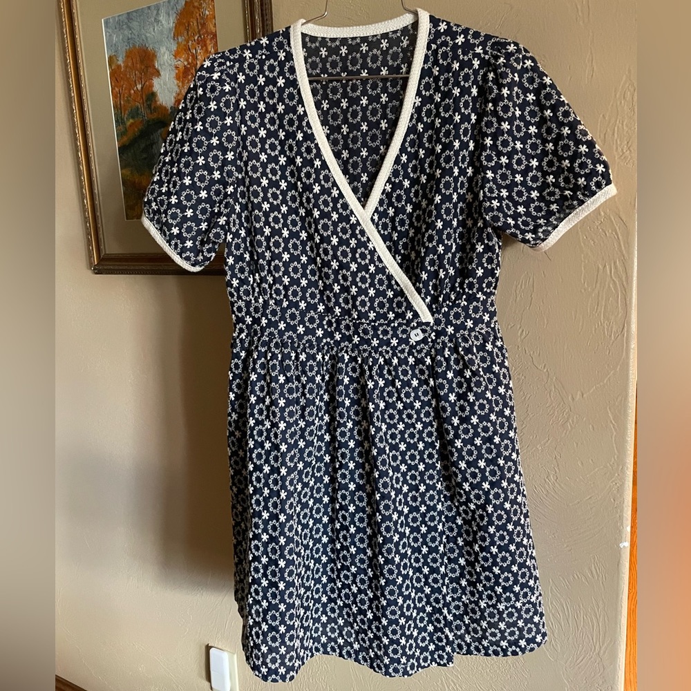 embroidered blue vintage style dress